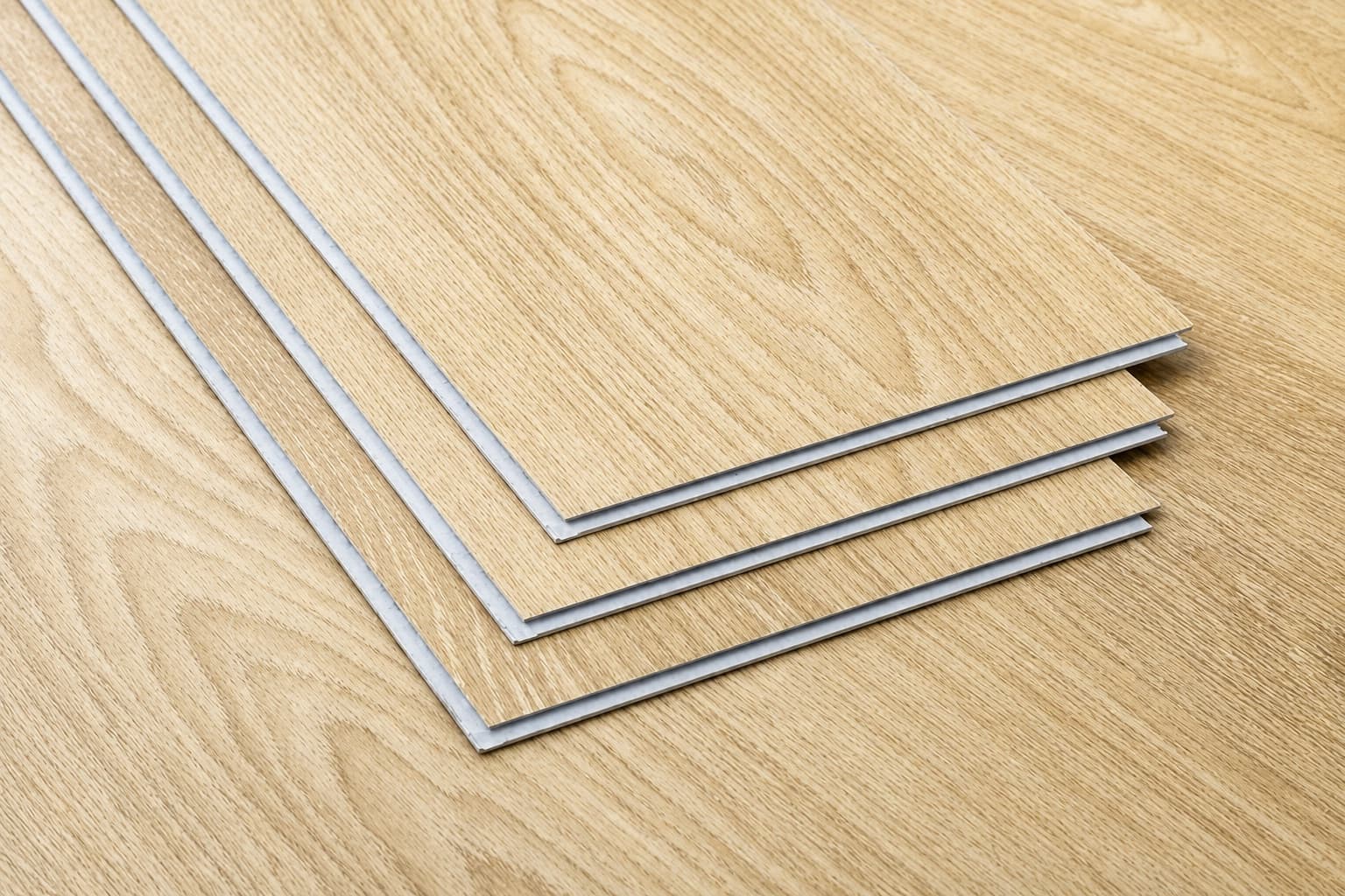 SPC flooring boards showing locking edge detail