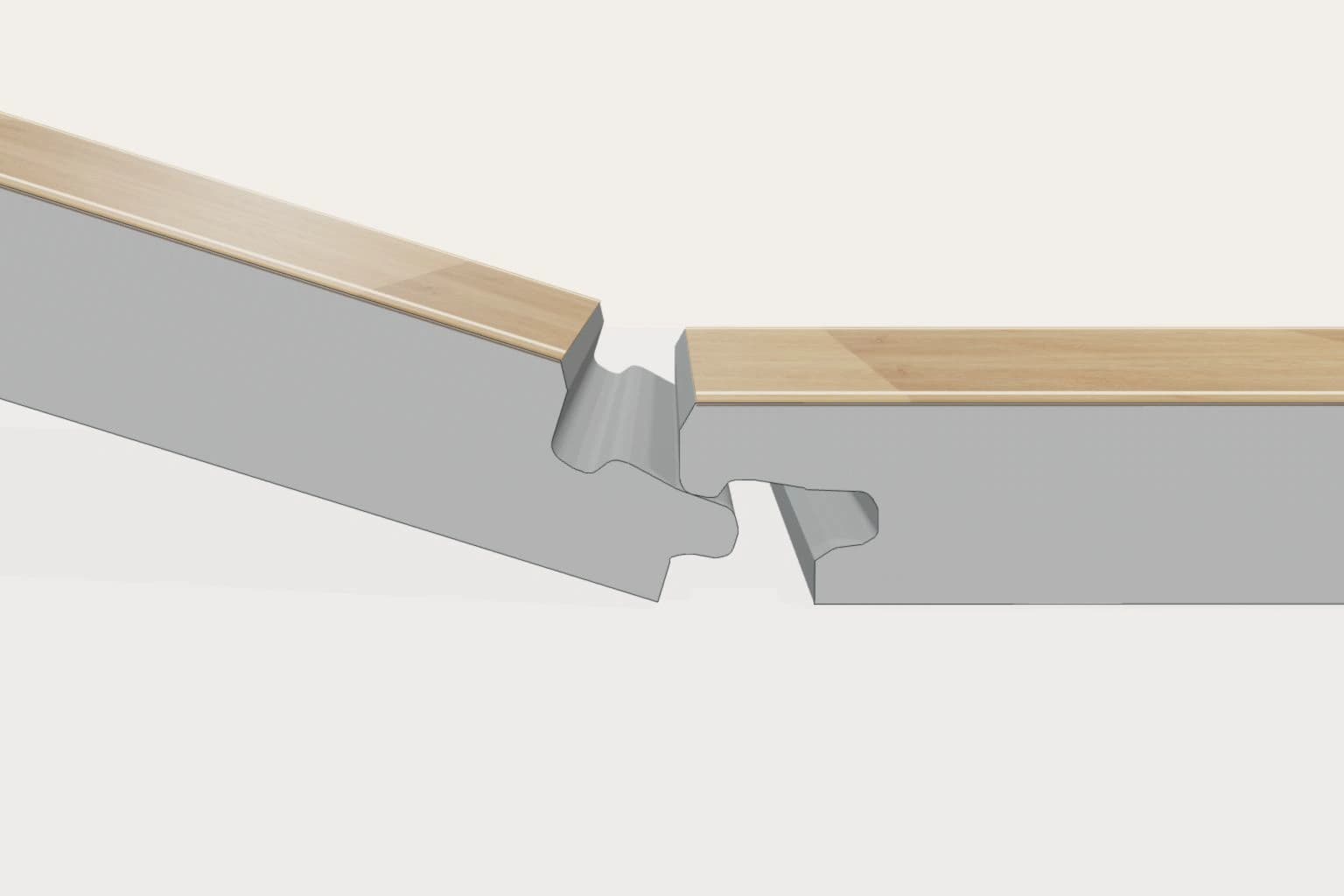SPC-680-6 long-edge tongue approaching the matching groove at an installation angle